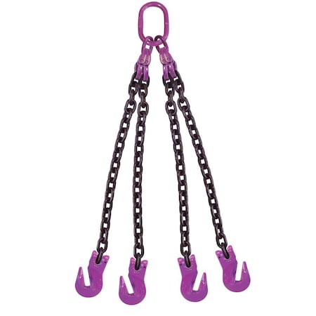 5/16 X 8' - 4 Leg Chain Sling W/ Grab Hooks - Grade 100